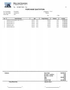 Contoh PQ Sebelum Menerbitkan PO