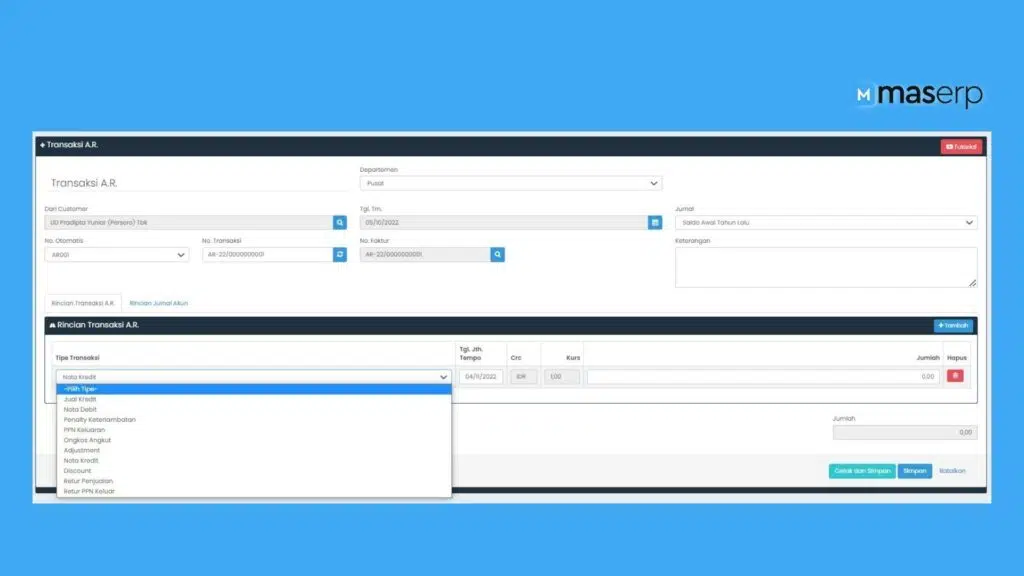 Transaksi AR di MASERP