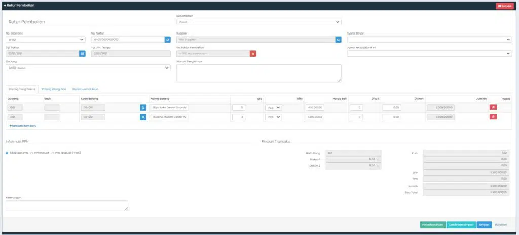 Jurnal Retur Pembelian
