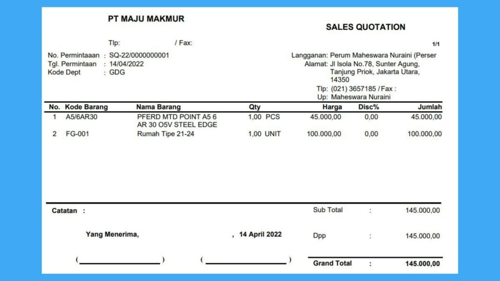 contoh quotation