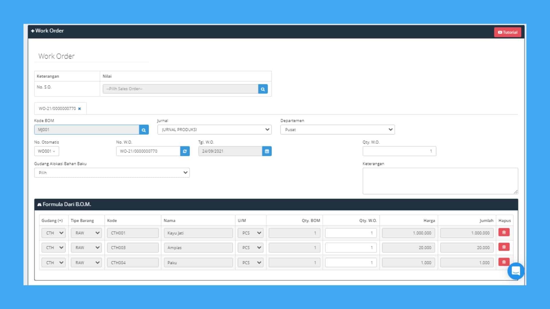 Work Order dan Rekomendasi Softwarenya