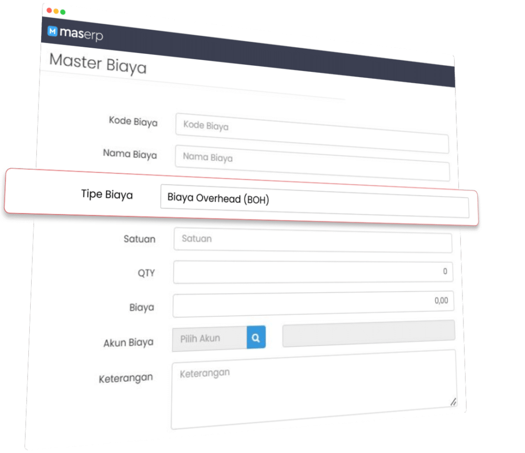 master biaya maserp