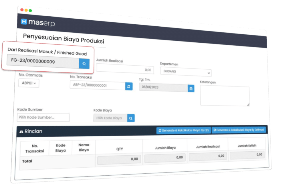 penyesuaian biaya produksi