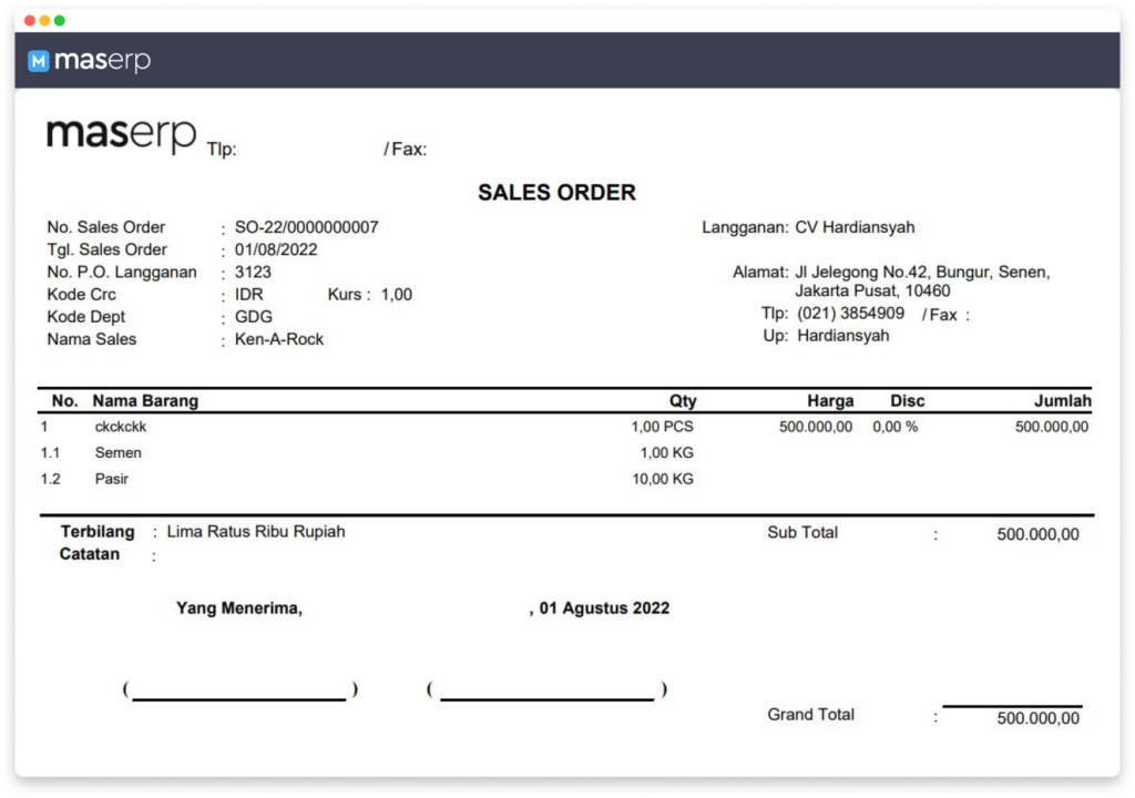 sales order maserp