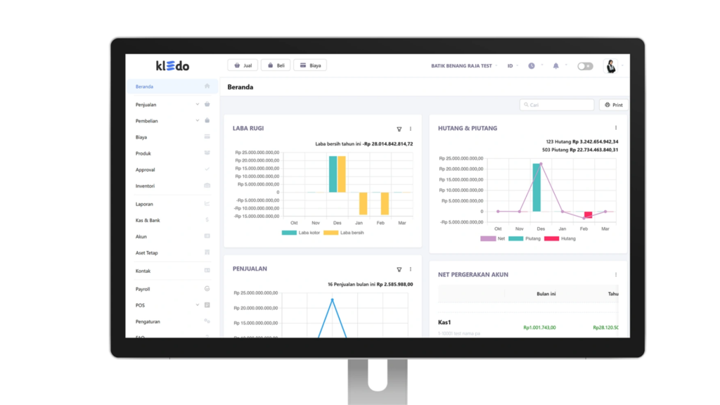 tampilan software Kledo